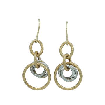 14kt Concentric Circle Drop Earrings